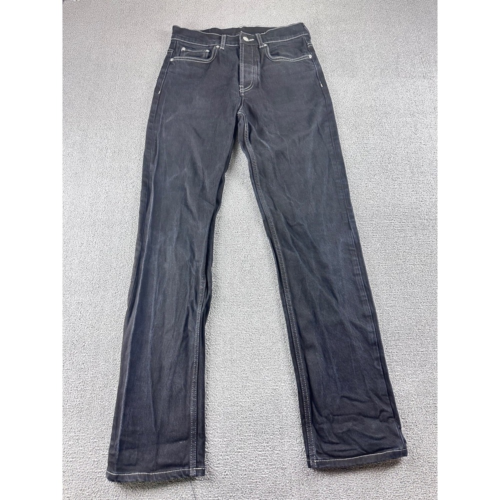 Zara Jeans Men 30 Black Relaxed Contrast Stitching Streetwear Grunge Skater